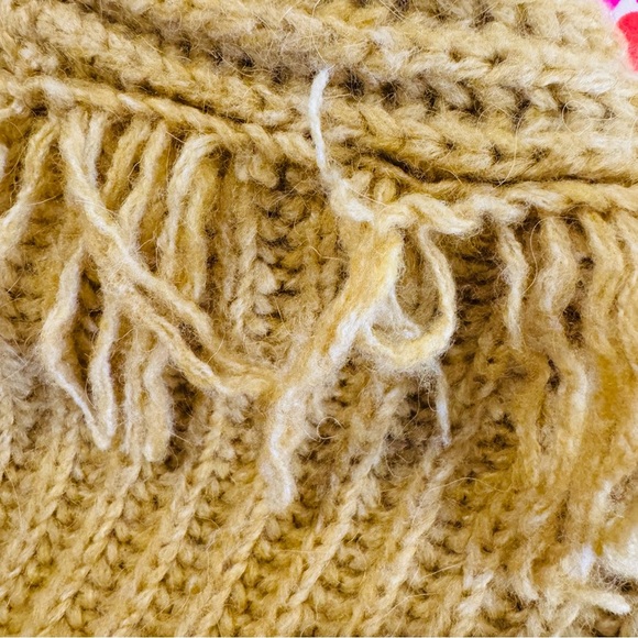 Anthropologie Amanza Fringed Cardigan Fringed Pockets Mustard XS/S - Picture 6 of 6